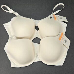 2 Warners Bra 36C T-Shirt White No Side Effects Underwired LIGHTLY PADDED flaws!